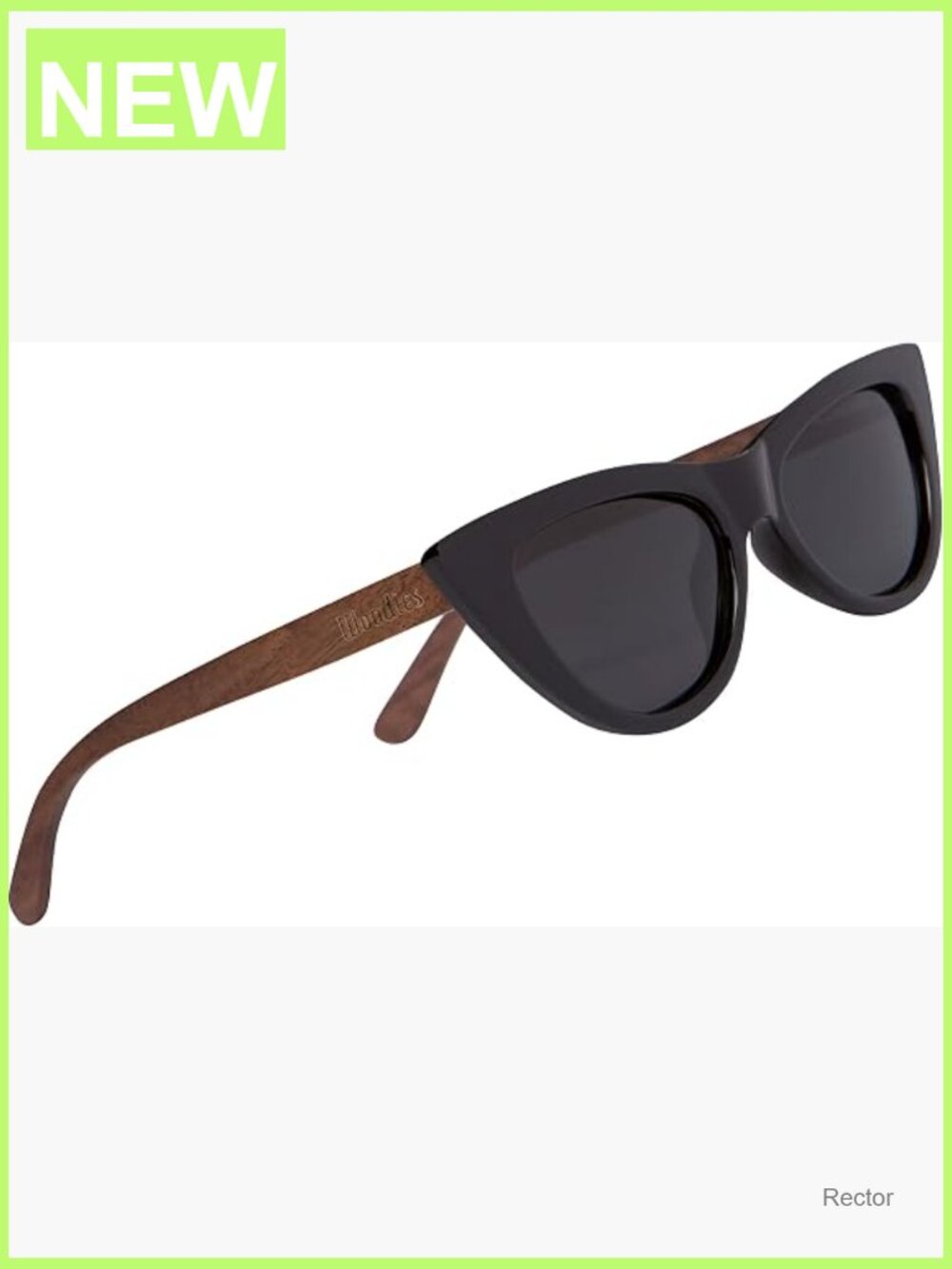 Cat Eye Sunglasses with Polarized Lenses Wood Temples